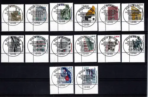 BRD Bund 2298-2381 gestempelt Sehenswürdigkeiten (Euro) vom Eckrand #DCA10