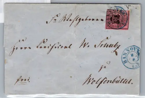 Hannover 3 b auf Brief als Einzelfrankatur Bahnofsastempel Minden/Berlin #DCA75