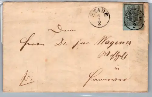 Hannover 1 auf Brief als Einzelfrankatur geprüft Berger BPP #DCA72