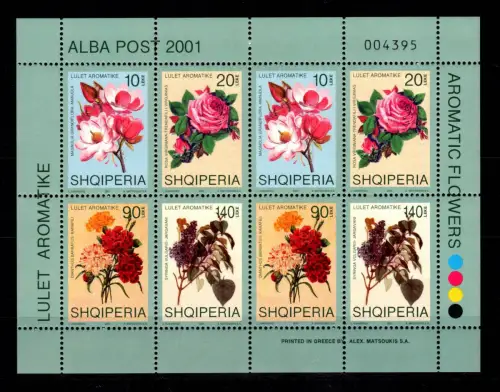 Albanien 2798-2801 postfrisch Kleinbogen / Blumen #OE532