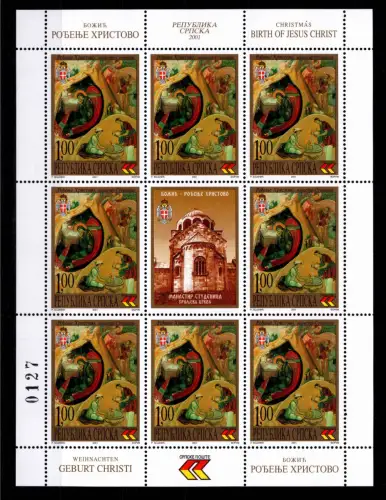 Serbische Republik 228 postfrisch Kleinbogen / Weihnachten #OE549