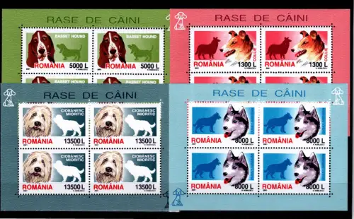 Rumänien 5574-5577 postfrisch Kleinbogensatz / Hunde #OE542
