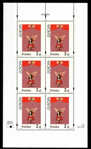 Polen 3972 postfrisch Kleinbogen / Zirkus #OE536