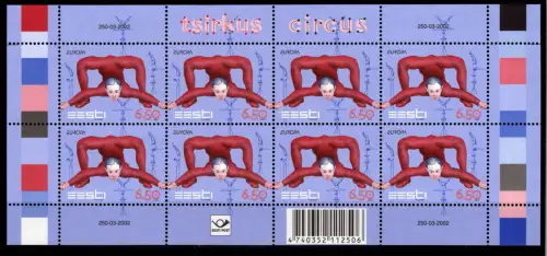 Estland 437 postfrisch Kleinbogen / Zirkus #OE579