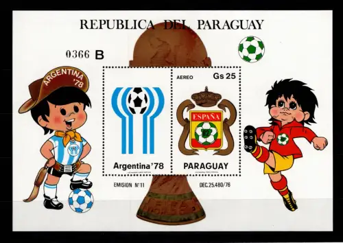 Paraguay Block 347 postfrisch Fußball #OE609
