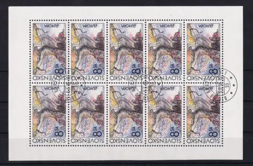 Slowakei 226 gestempelt Kleinbogen mit Ersttagsstempel / CEPT #OE631