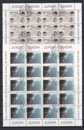 Kroatien 319 und 320 gestempelt Kleinbogensatz mit Ersttagsstempel / CEPT #OE635