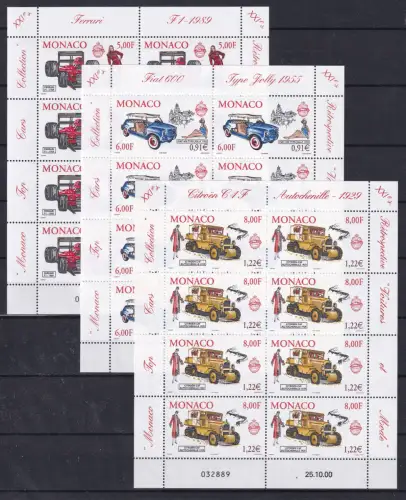 Monaco 2528-2530 postfrisch Kleinbogensatz / Automobile #OE595