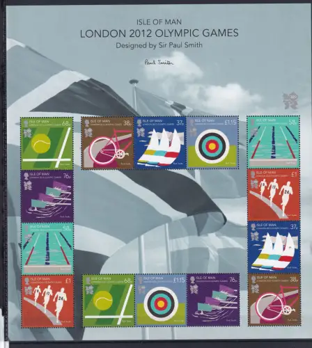 Isle of Man 1743-1749 postfrisch ZD-Bogen I, Olympiade 2012 #OS046