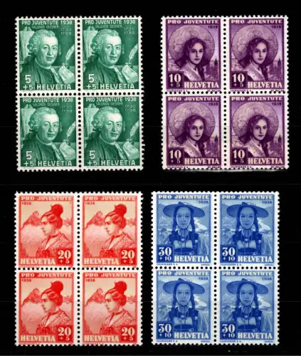 Schweiz 331-334 postfrisch als 4er Blöcke #OS088