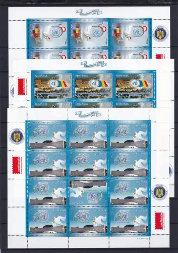 Rumänien 5993-5995 postfrisch als Kleinbogen, 60 Jahre UNO #OS036