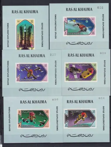Ras al Khaima 547-552 postfrisch als Einzelblöcke, Raumfahrt #OS115