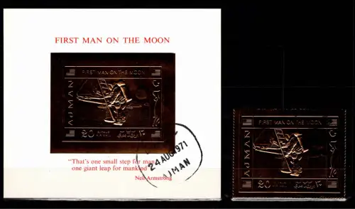 Ajman 514 A + Block 186 gestempelt Raumfahrt, Goldmarke #OS125