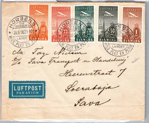 Dänemark 217-221 auf Brief Satzbrief Luftpost #DDU20