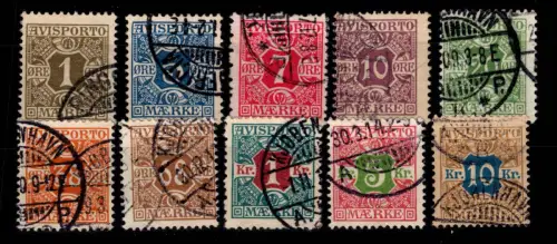 Dänemark Verrechnungsmarken 1 X- 10 X gestempelt #DDU15