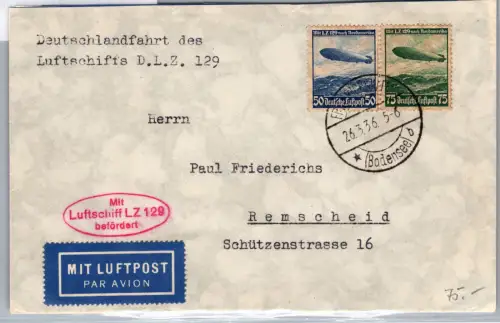 Zeppelinpost 507 auf Brief Erste Postfahrt LZ 129 #DDJ72