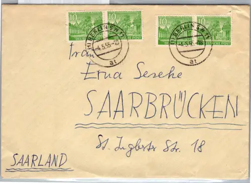 Berlin 47 auf Brief als Mehrfachfrankatur 2 Paare, portogerecht #DDJ63