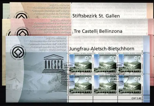 Schweiz 1846-1850 gestempelt Kleinbogensatz UNESCO-Welterbe #HY852