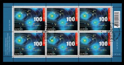 Schweiz 2101 gestempelt Kleinbogen mit Ersttagsstempel / CEPT #OE479