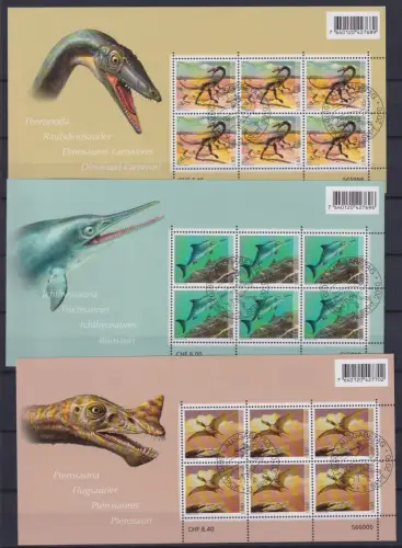 Schweiz 2167-2169 gestempelt mit ESSt als Kleinbögen, Dinosaurier #NW204