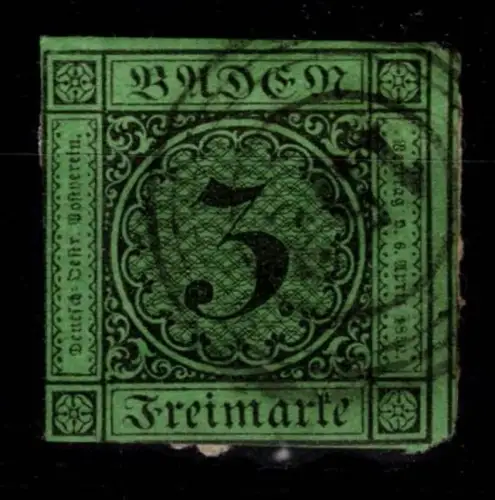 Baden 6 gestempelt N5 153 "Waldshut", berührt #OG358