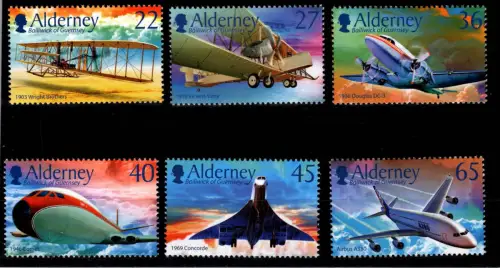 Alderney 206-211 postfrisch Motiv Flugzeuge #DCZ44