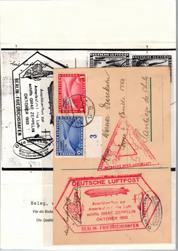 Deutsches Reich 496, 497 UR auf Brief Zeppelin LZ 127 Chicagofahrt 1933 #DDW24