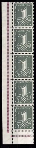 BRD 285 X Ecke 3 im 5er Streifen postfrisch Ecke unten links aus MHB #DDZ03