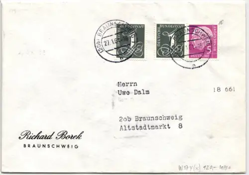 BRD Bund W 17 Y II u.a. auf Brief als Mischfrankatur portogerechte Druck. #NB209