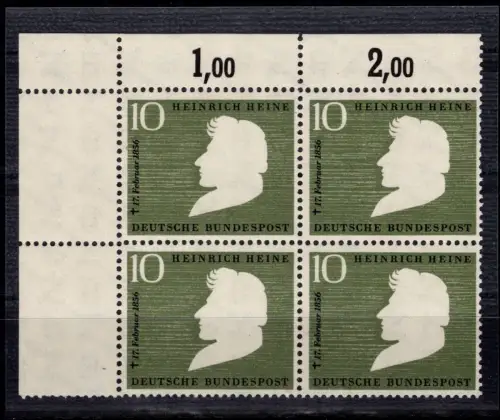 BRD Bund 229 Ecke 1 postfrisch 4er Block #DBH67