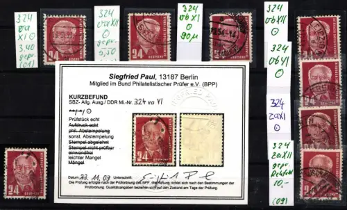 DDR 324 v a Y I u.a. gestempelt meist geprüft #NR453