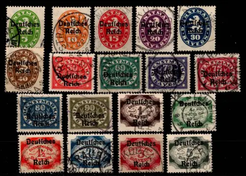 Deutsches Reich Dienstmarken 34-51 gestempelt #DCF35