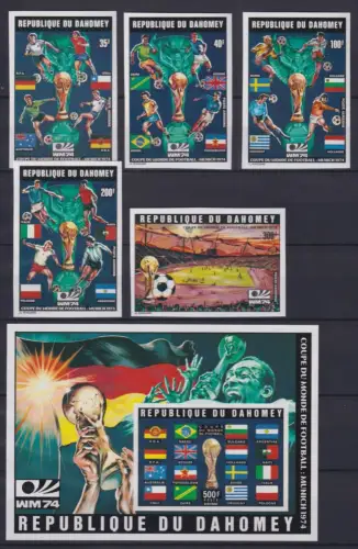 Dahomey Block 23 + 566-570 B postfrisch Fußball WM 1974 #NV174