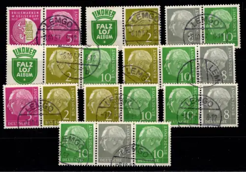 BRD W8-W16 gestempelt ungefaltet #DEF75