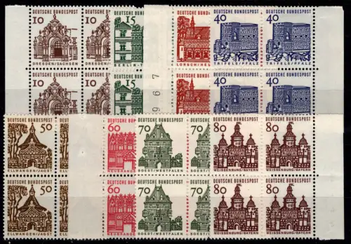 BRD 454-461 postfrisch je als 4er Block, meist vom Seitenrand #DEE96