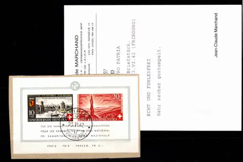 Schweiz Block 7 gestempelt auf Briefstück, Fotobefund Marchand BPP #OV390