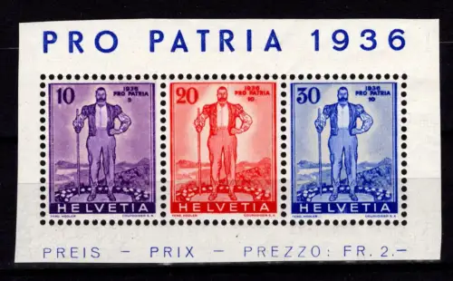 Schweiz A294-A296 postfrisch aus Block #OV388