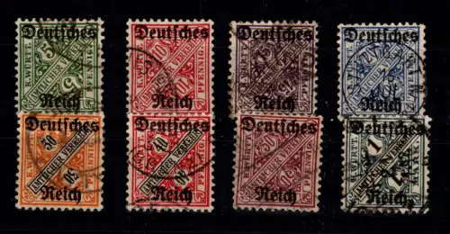 Deutsches Reich Dienstmarken 57-64 gestempelt teils geprüft Infla #DES24