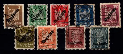 Deutsches Reich Dienstmarken 105-113 gestempelt #DES40