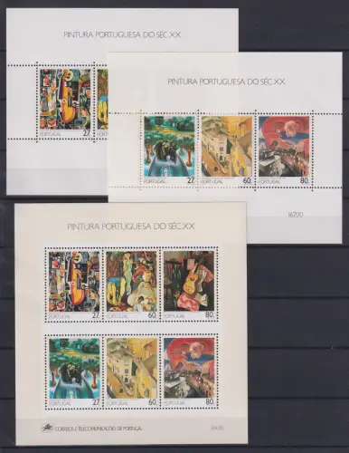 Portugal Block 59 + 61-62 postfrisch Gemälde #OM073