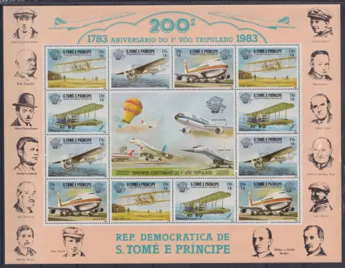 Sao Tome e Principe 830-836 postfrisch als ZD-Bögen, Luftfahrt #OM212
