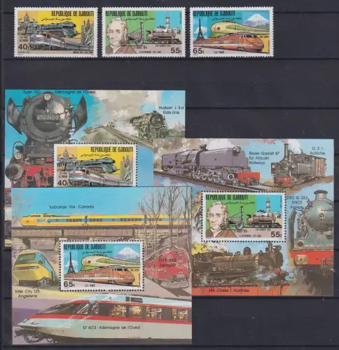 Dschibuti Block 36-38 + 300-302 postfrisch Lokomotiven #OM105