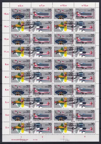 DDR 2516-2519 gestempelt ZD-Bogen Formnummer 1 INTERFLUG #OL013
