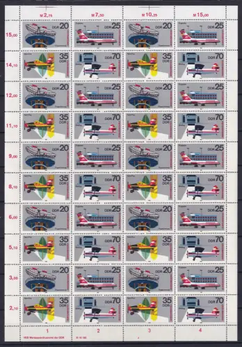 DDR 2516-2519 postfrisch ZD-Bogen Formnummer 4 INTERFLUG #OL012