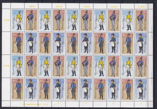 DDR 2997-3000 postfrisch ZD-Bogen komplett mit DV 2 Postuniformen #OL023