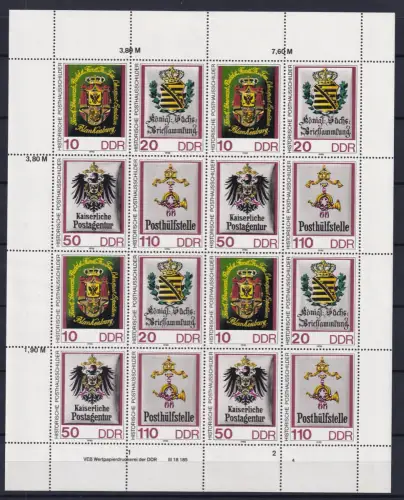 DDR 3306-3309 postfrisch ZD-Bogen WPD mit DV 4 #OL031