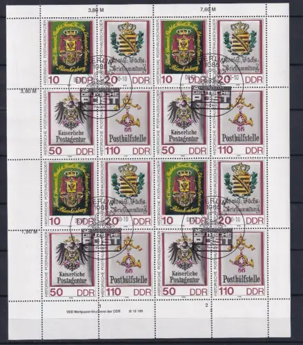 DDR 3306-3309 gestempelt ZD-Bogen mit ESSt Berlin: WPD mit DV 3 #OL032