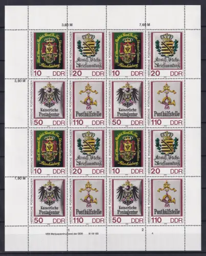 DDR 3306-3309 postfrisch ZD-Bogen mit WPD DV 4 #OL018