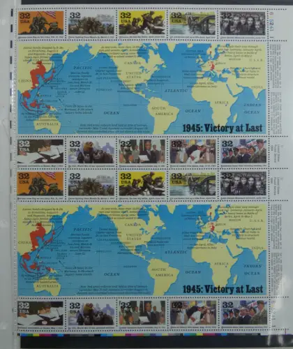 USA Block 32 mit 2616-2625 postfrisch Schalterbogen 2. Weltkrieg #DBQ98