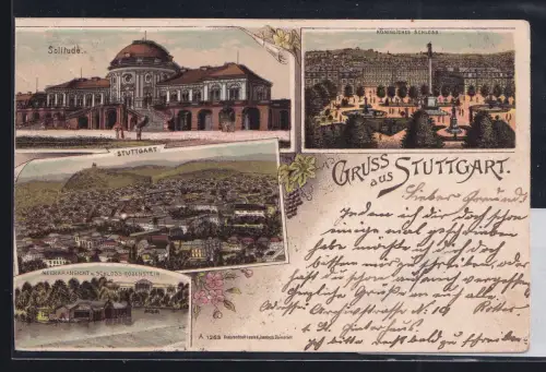 Ak Litho Stuttgart Gruss aus gelaufen 11.7.1900 #DBQ24